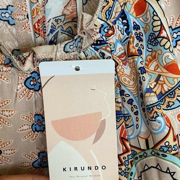 Kirundo Women's Floral Mini Dress Size Small Tiered Flutter Sleeve Side Pockets - Picture 14 of 14